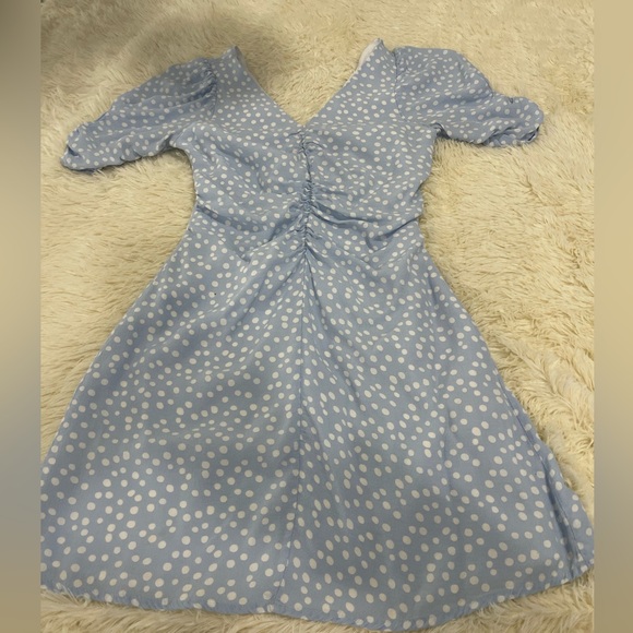 Zara Sky Blue Polka Dot Mini Dress - Picture 2 of 7